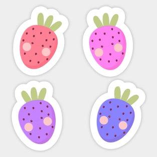 Cute Colourful Strawberry Cartoon Sticker